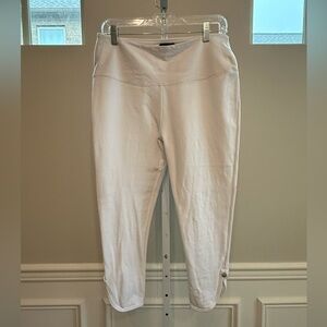 Athena Marie White Capri Leggings XL High Waist Ankle Button Snap